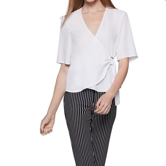 BCBGeneration Solid Elbow Sleeve Optic White Top - Picture 1 of 16